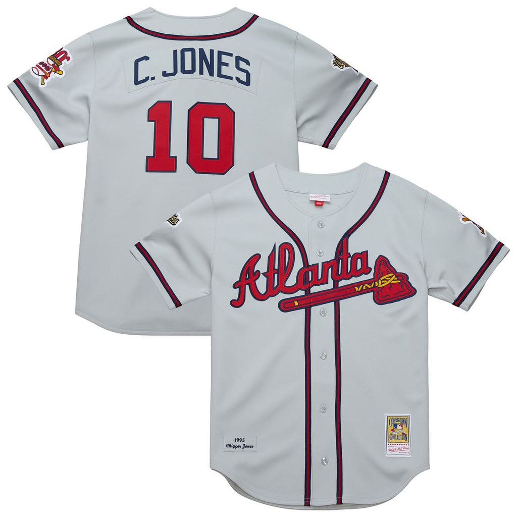 Chipper Jones Atlanta Braves Mitchell & Ness 1995 Throwback Authentic Jersey - Gray | MLB Fan Gear