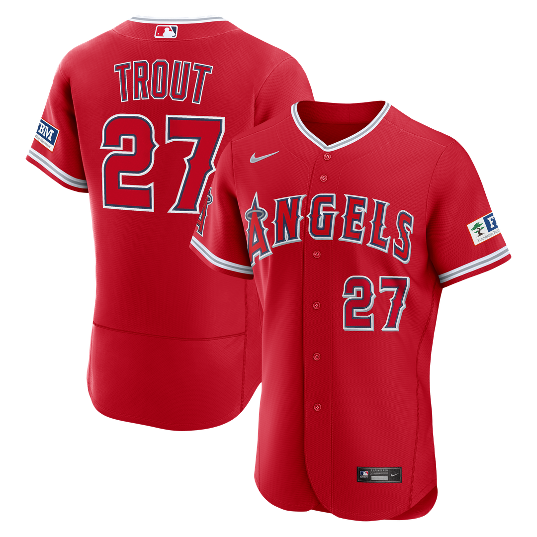 Mike Trout Los Angeles Angels Nike Alternate Authentic Sponsor Patch Jersey - Red | MLB Fan Gear