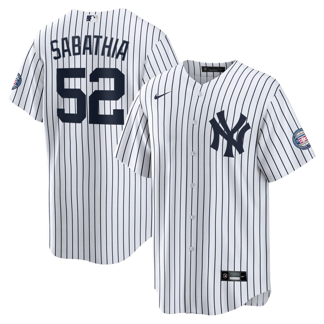 CC Sabathia New York Yankees Nike 2025 Baseball Hall of Fame Name & Number Retired Replica Jersey - White | MLB Fan Gear