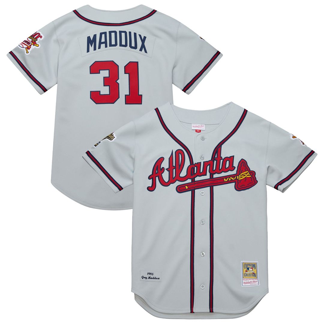 Greg Maddux Atlanta Braves Mitchell & Ness 1995 Throwback Authentic Jersey - Gray | MLB Fan Gear