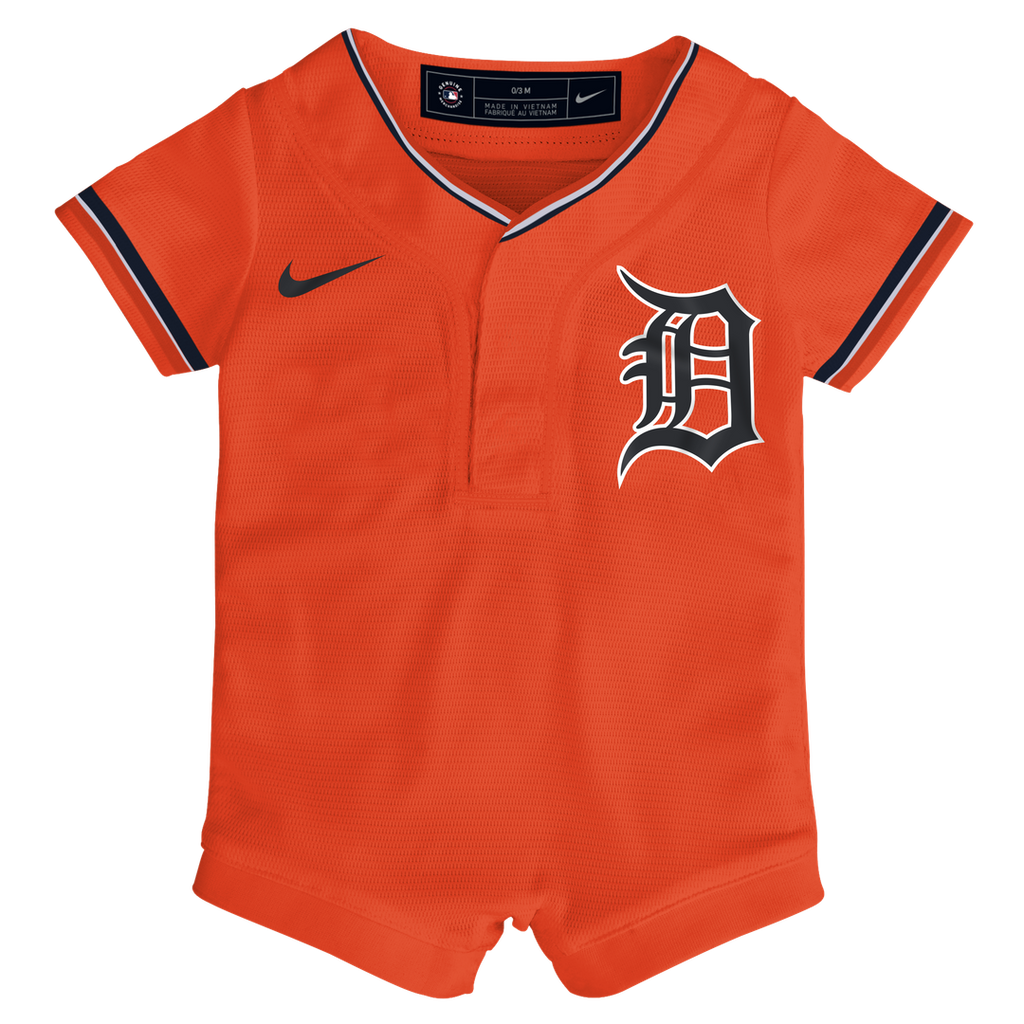 Detroit Tigers Nike Newborn Alternate Replica Romper Jersey - Orange | MLB Fan Gear