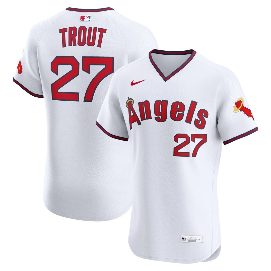 Mike Trout Los Angeles Angels Nike Alternate 2 Elite Jersey - White | MLB Fan Gear