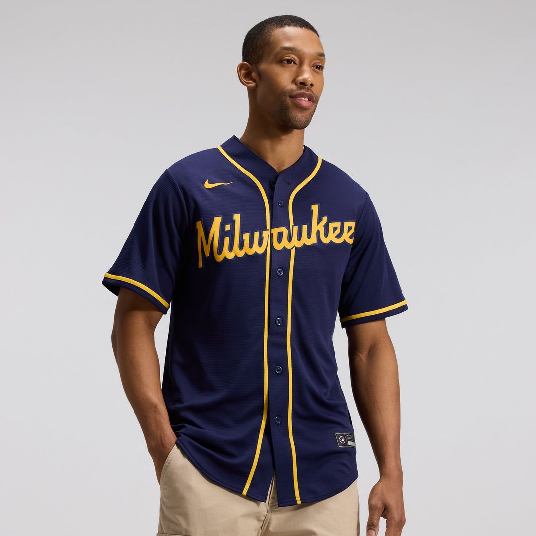 Milwaukee Brewers Nike Alternate Replica Team Jersey - Navy | MLB Fan Gear