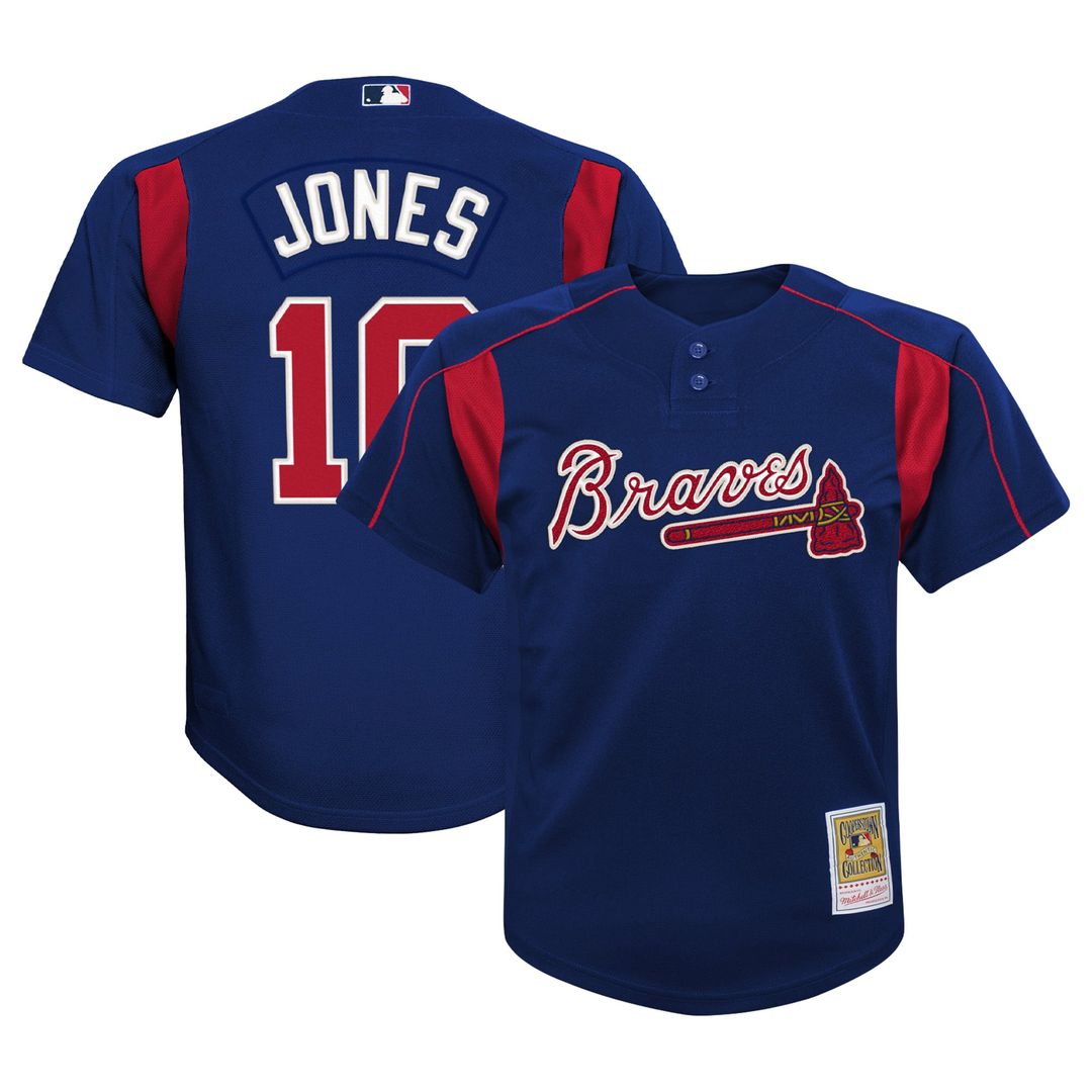 Chipper Jones Atlanta Braves Mitchell & Ness Youth Cooperstown Collection Mesh Batting Practice Jersey - Navy | MLB Fan Gear