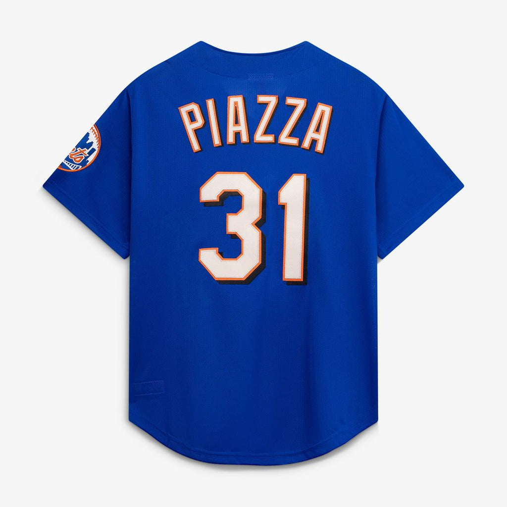 Mike Piazza New York Mets Mitchell & Ness Cooperstown Collection Mesh Batting Practice Button-Up Jersey - Orange | MLB Fan Gear