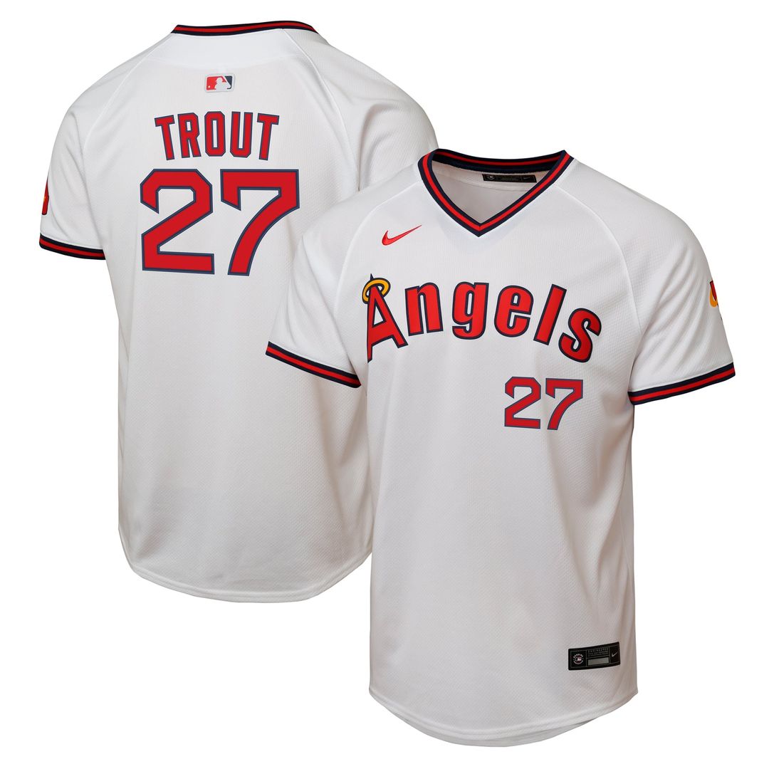Mike Trout Los Angeles Angels Nike Youth Alternate 2 Limited Player Jersey - White | MLB Fan Gear