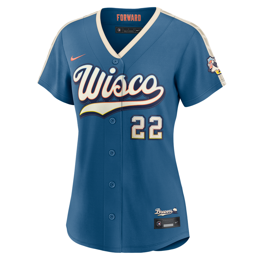 Christian Yelich Milwaukee Brewers Nike Women's 2026 City Connect Stadium Jersey - Mineral Blue | MLB Fan Gear