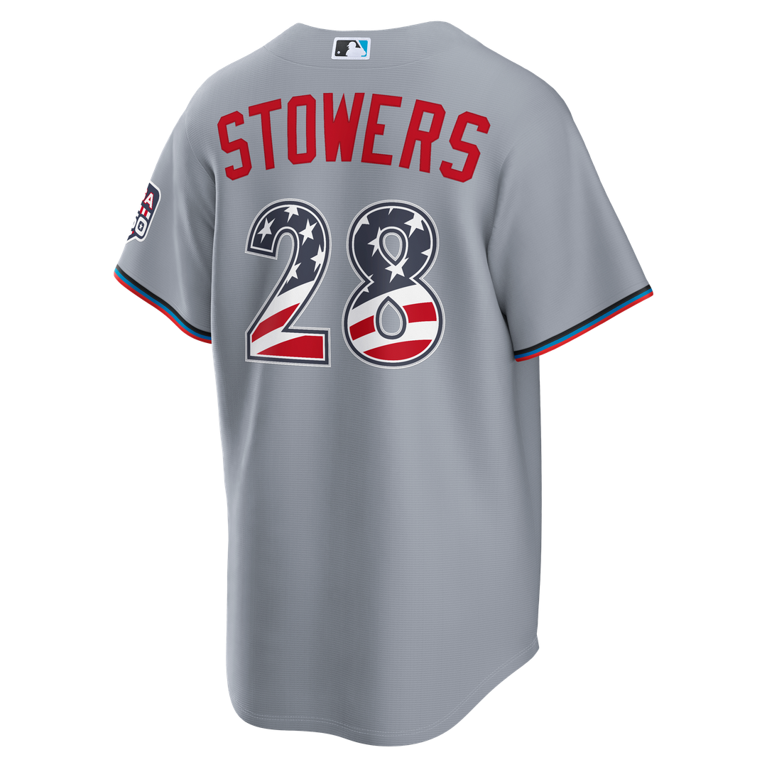 Kyle Stowers Miami Marlins Nike USA 250 Fourth of July Road Stadium Jersey - Gray | MLB Fan Gear