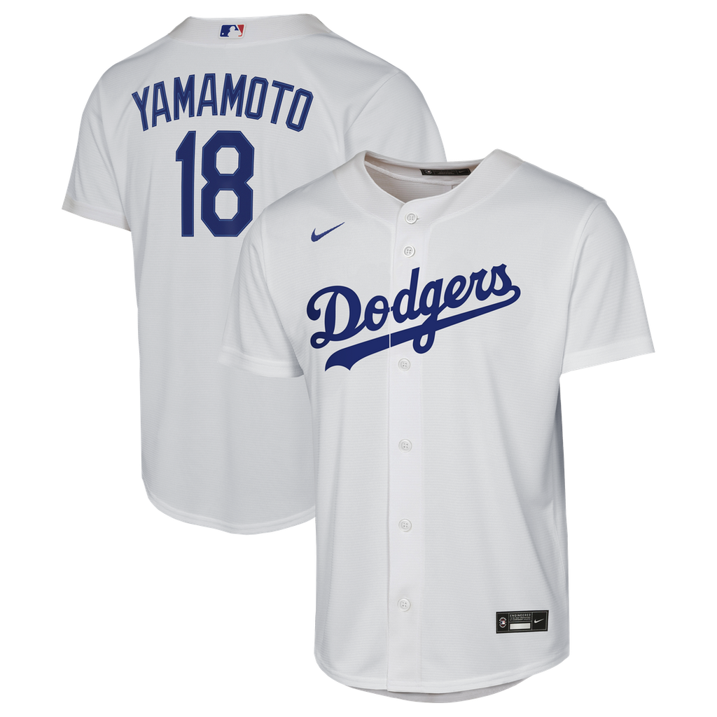 Yoshinobu Yamamoto Los Angeles Dodgers Nike Youth Home Baseline Jersey - White | MLB Fan Gear