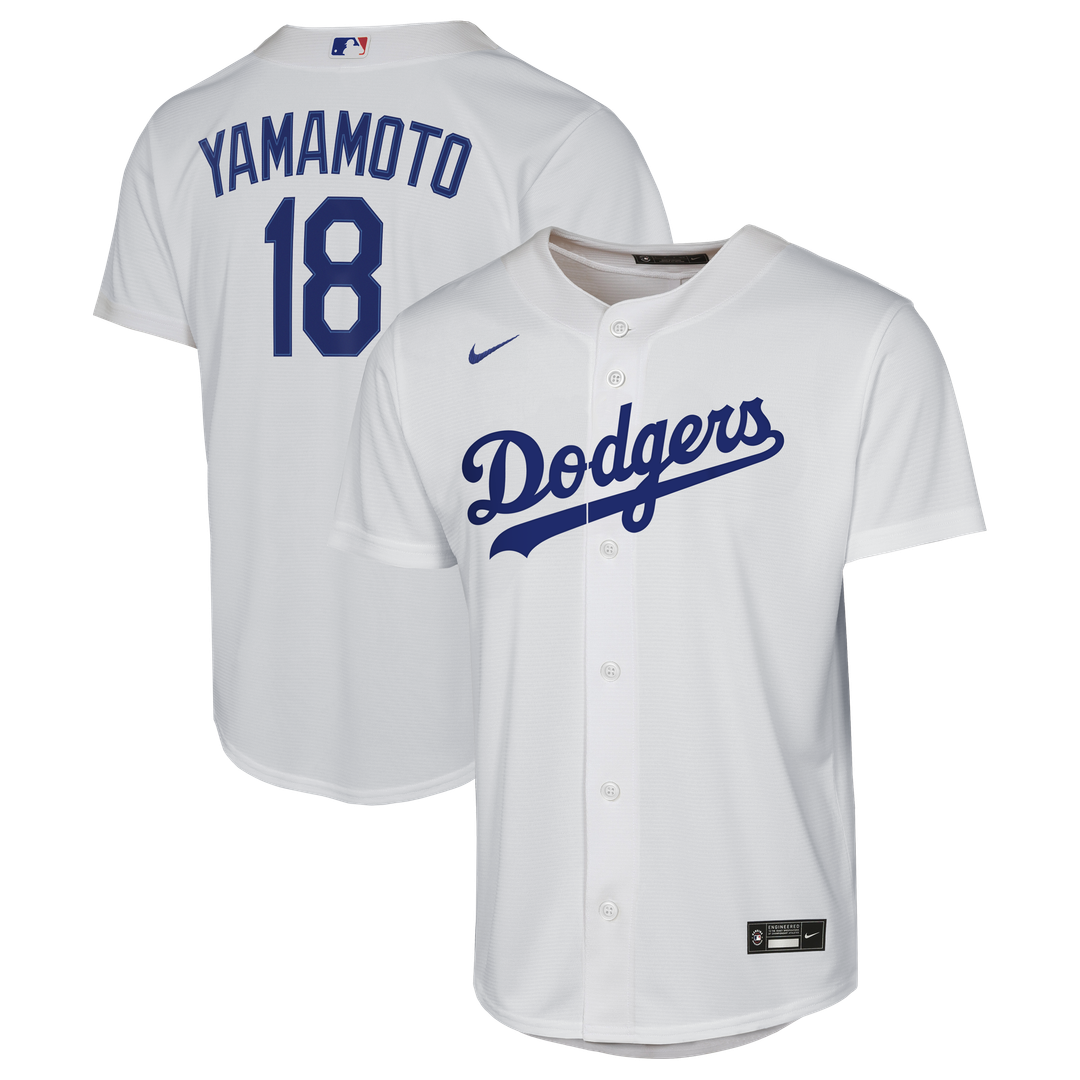 Yoshinobu Yamamoto Los Angeles Dodgers Nike Youth Home Baseline Jersey - White | MLB Fan Gear